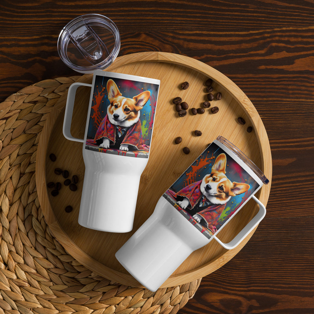 Pembroke Welsh Corgi-Travel mug with a handle v3