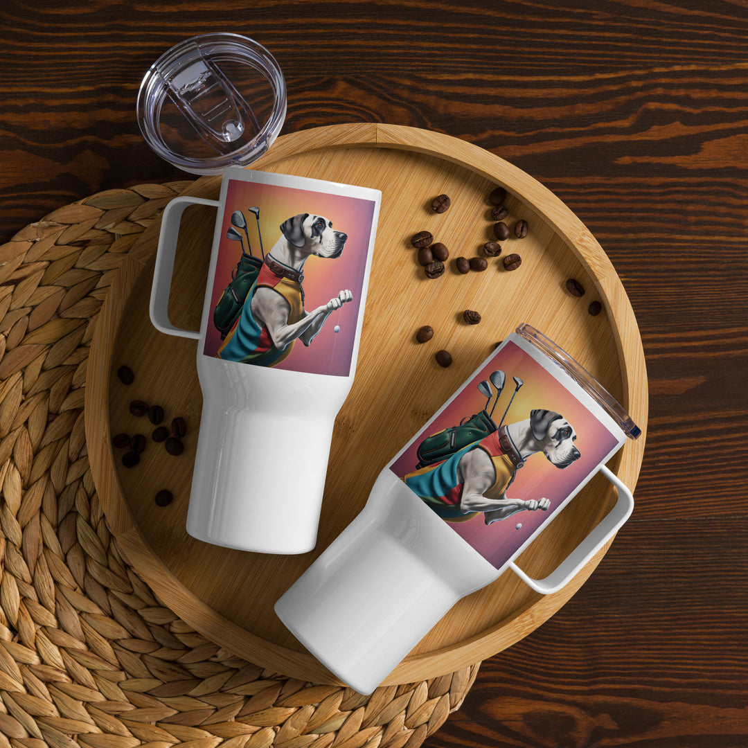 Great Dane Golfer- Travel mug with a handle