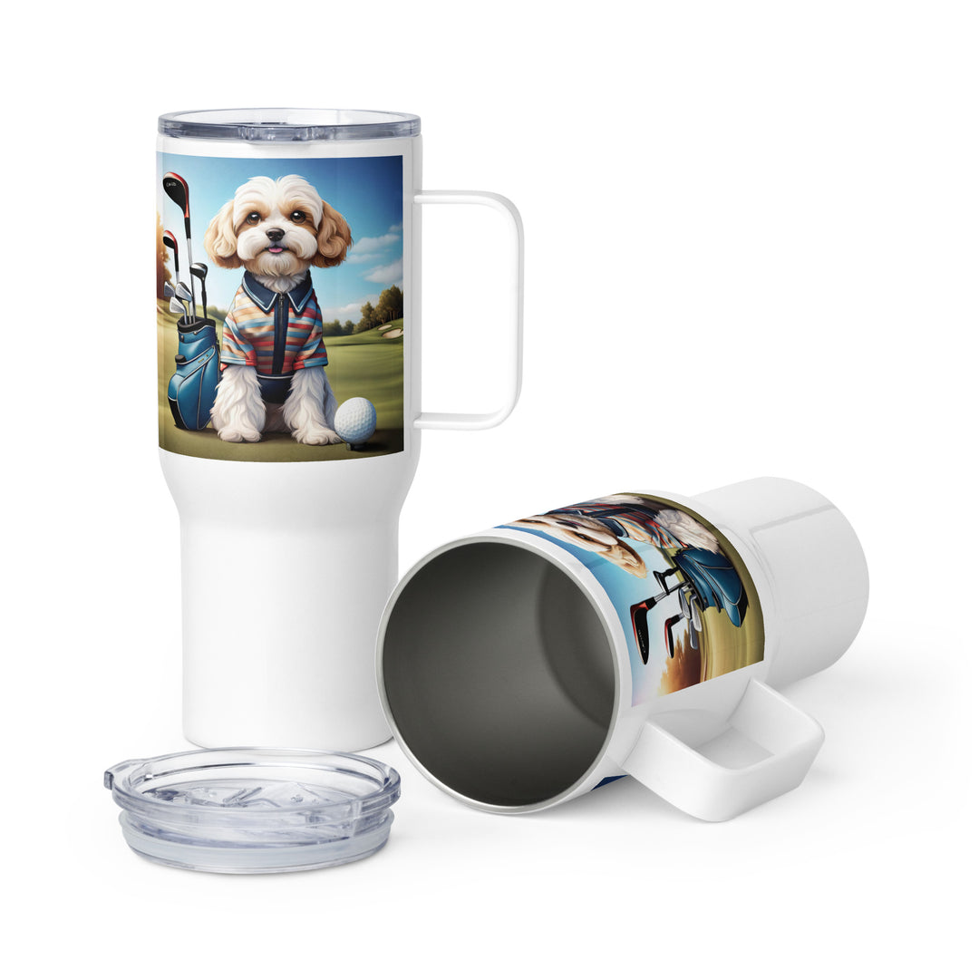 Cavachon Golfer- Travel mug with a handle