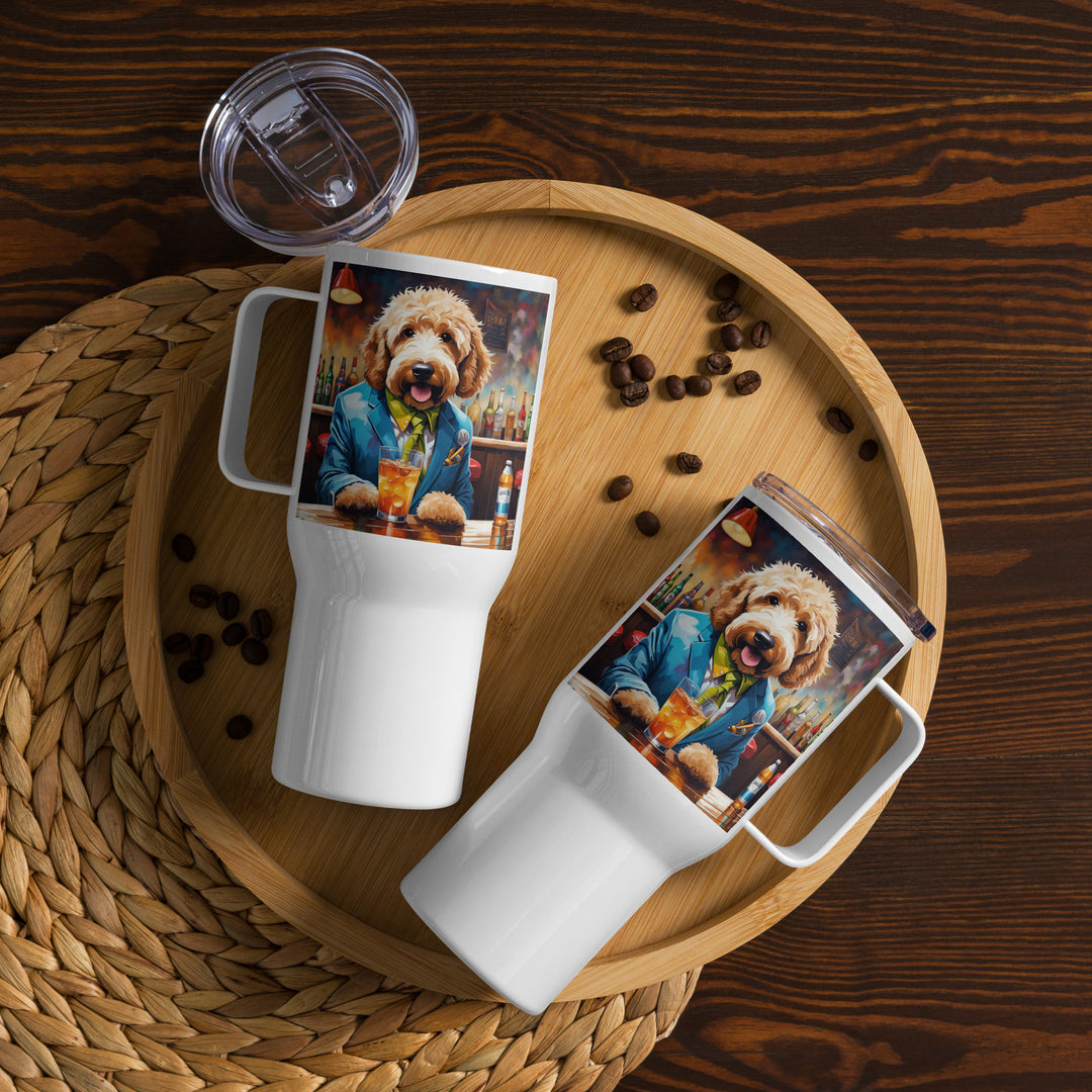 Goldendoodle- Travel mug with a handle v6
