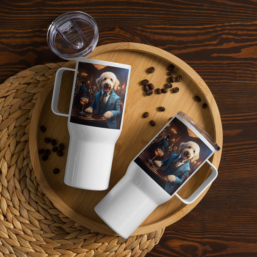 Goldendoodle- Travel mug with a handle v15
