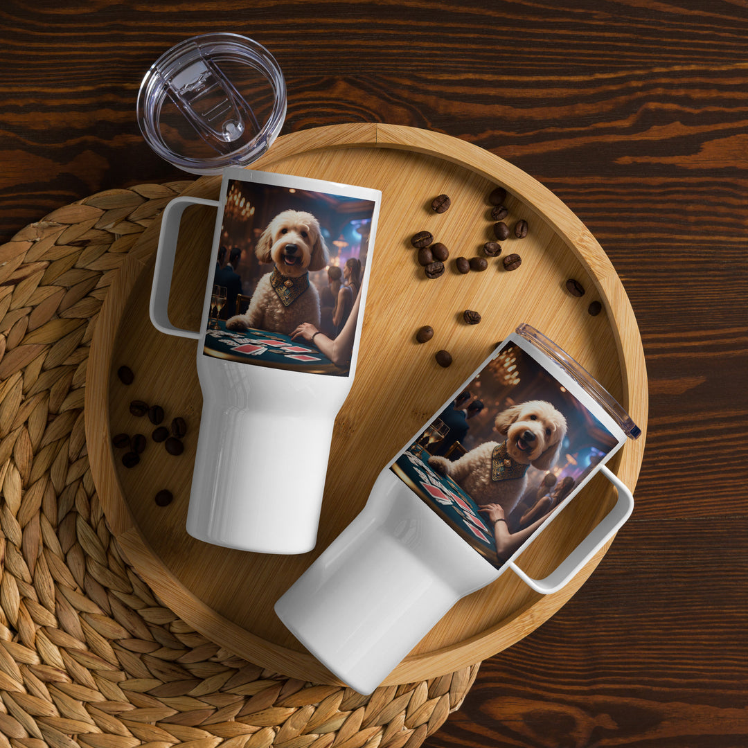 Goldendoodle- Travel mug with a handle v17