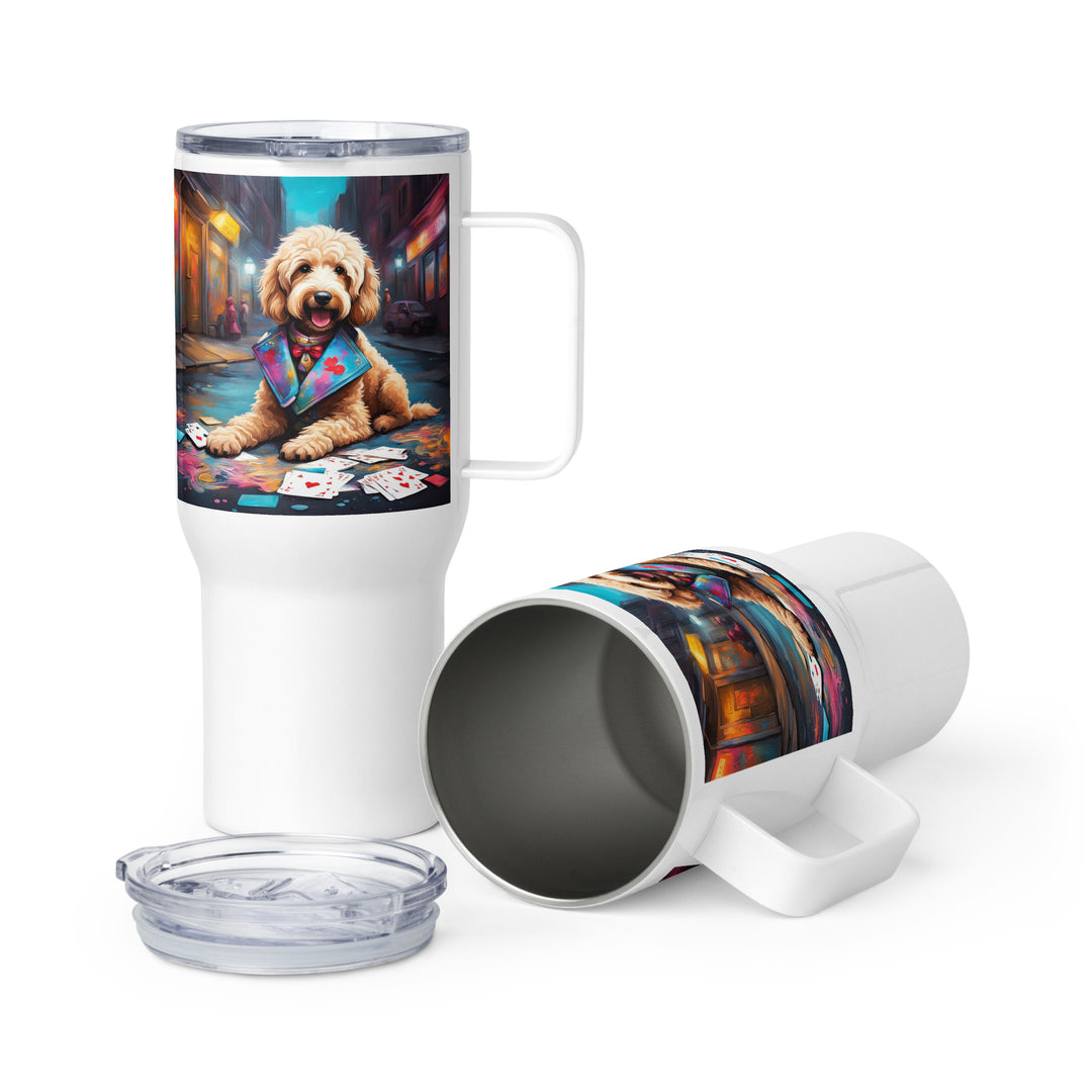 Goldendoodle- Travel mug with a handle v19