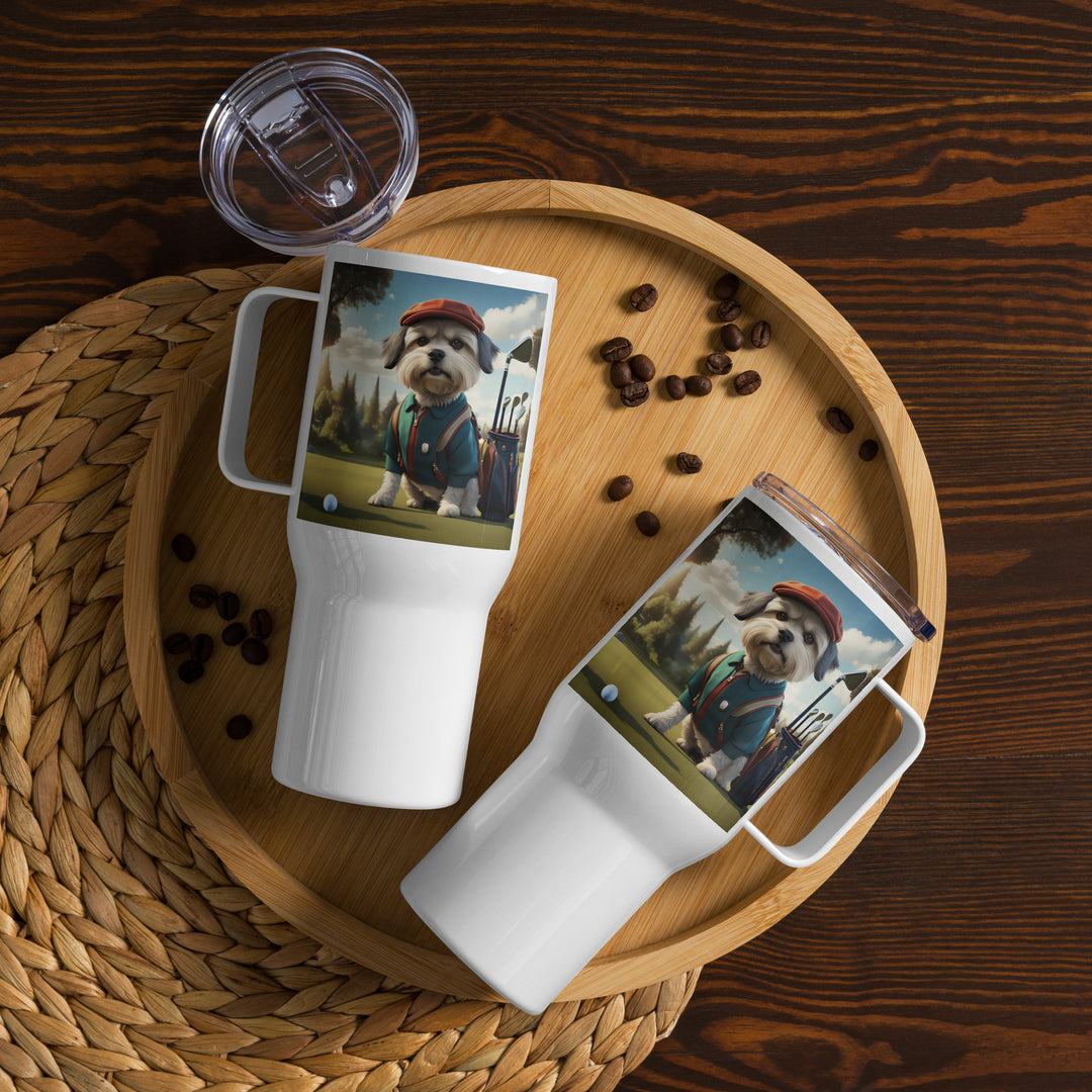 Pekapoo Golfer- Travel mug with a handle v3