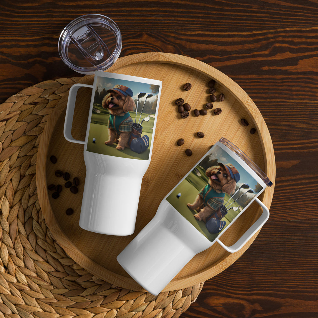 Pekapoo Golfer- Travel mug with a handle v12