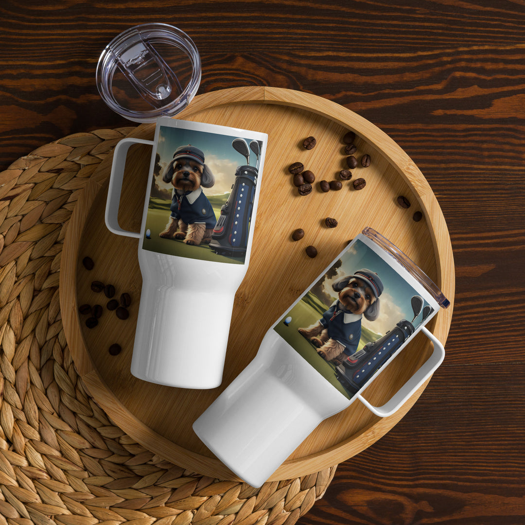 Pekapoo Golfer- Travel mug with a handle v6