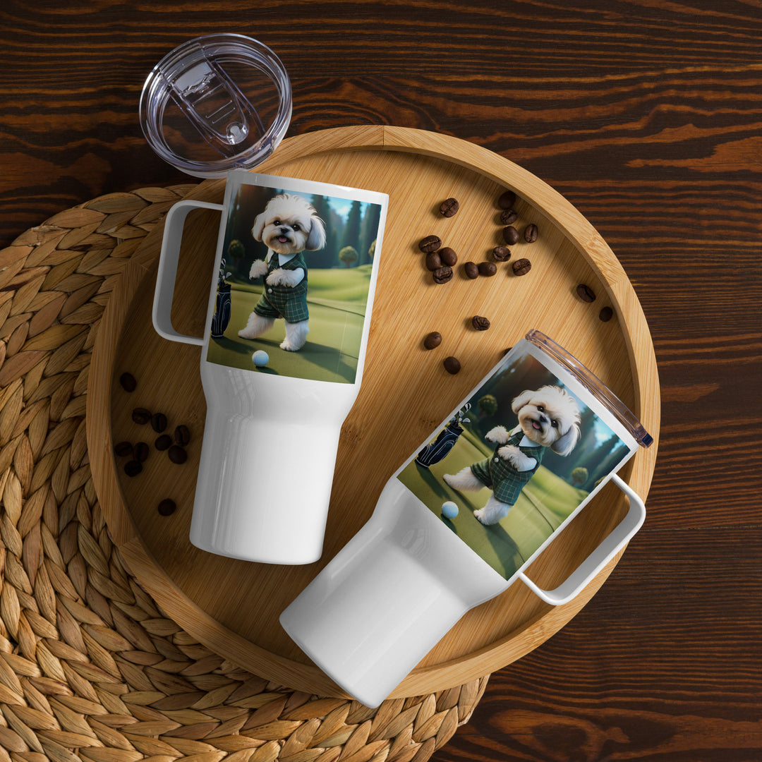 Shih-Poo Golfer- Travel mug with a handle v3