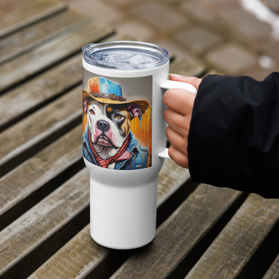 American Bulldog- Travel mug with a handle v3