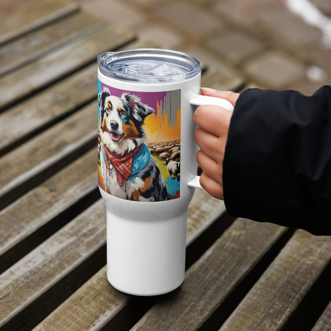 Australian Shepherd- Travel mug with a handle v3