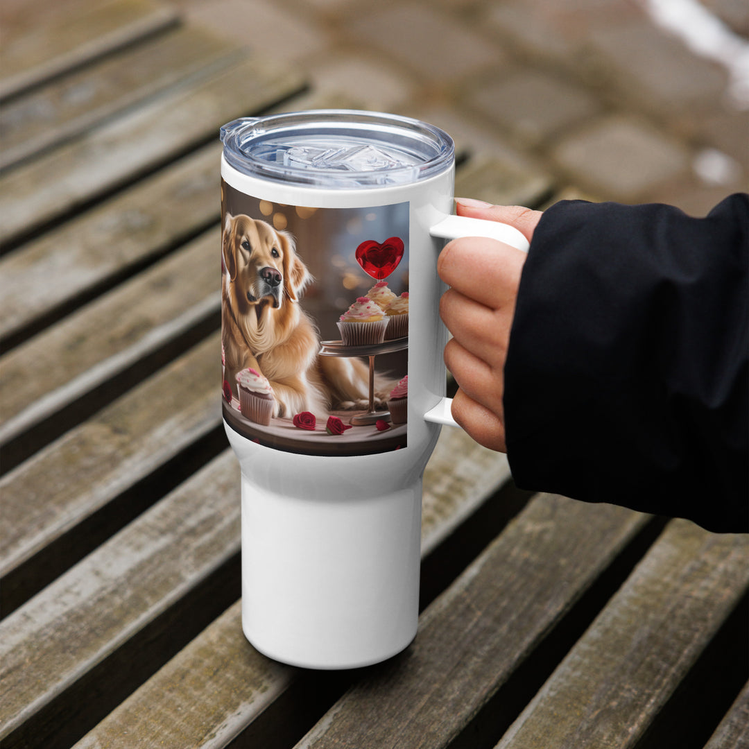 Golden Retriever Romantic- Travel mug with a handle v2