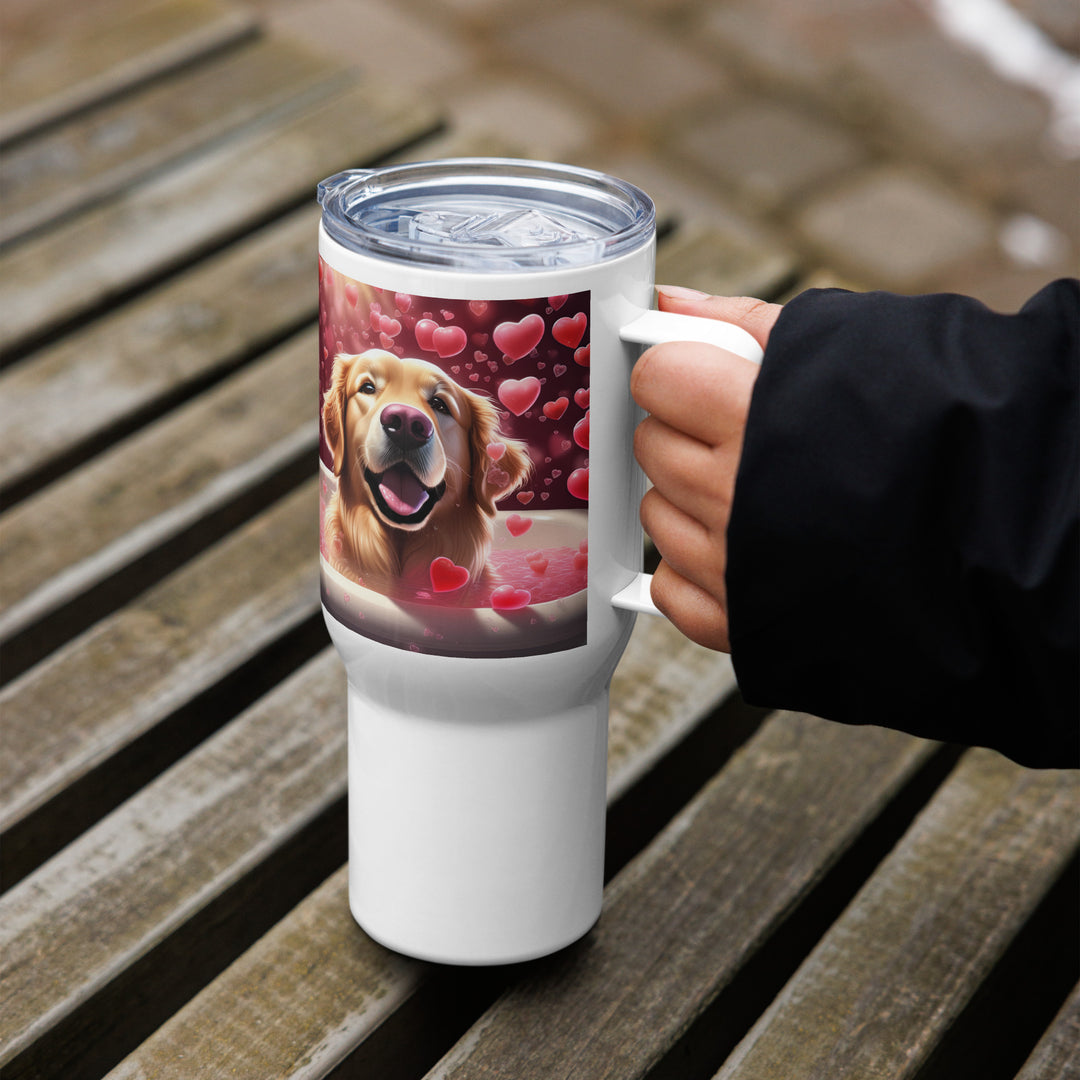 Golden Retriever Romantic- Travel mug with a handle v3
