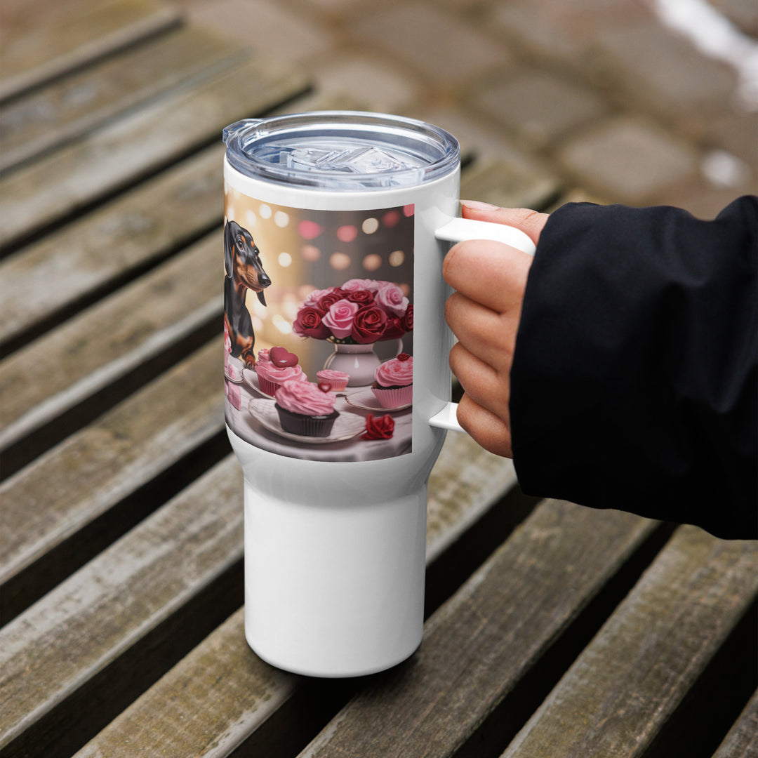 Dachshund Romantic- Travel mug with a handle v2