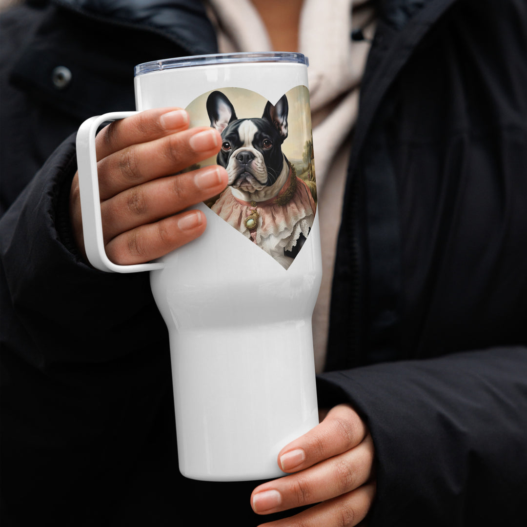 Travel mug with a handle-French Bulldog V8