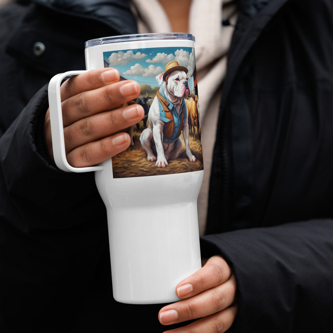 American Bulldog- Travel mug with a handle