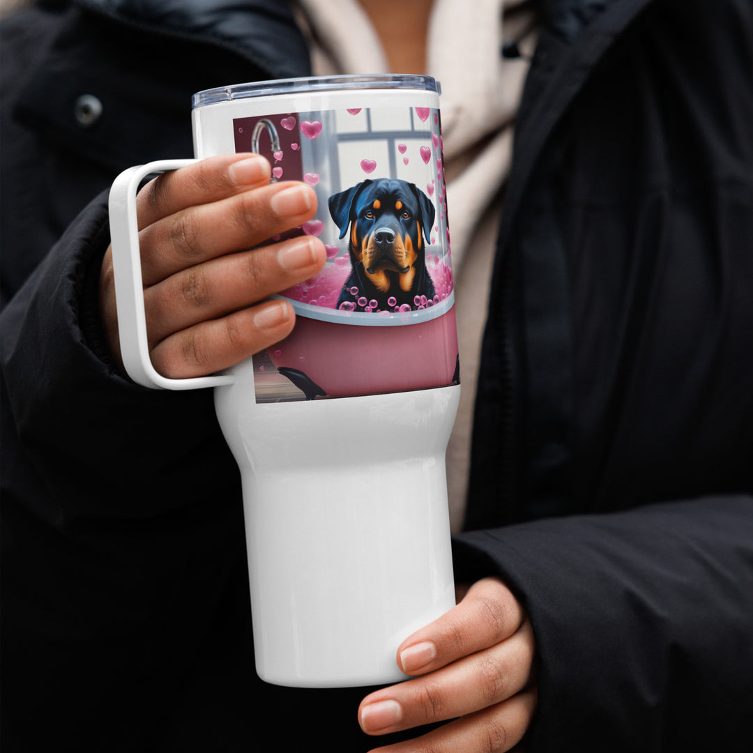 Rottweiler Romantic- Travel mug with a handle v2