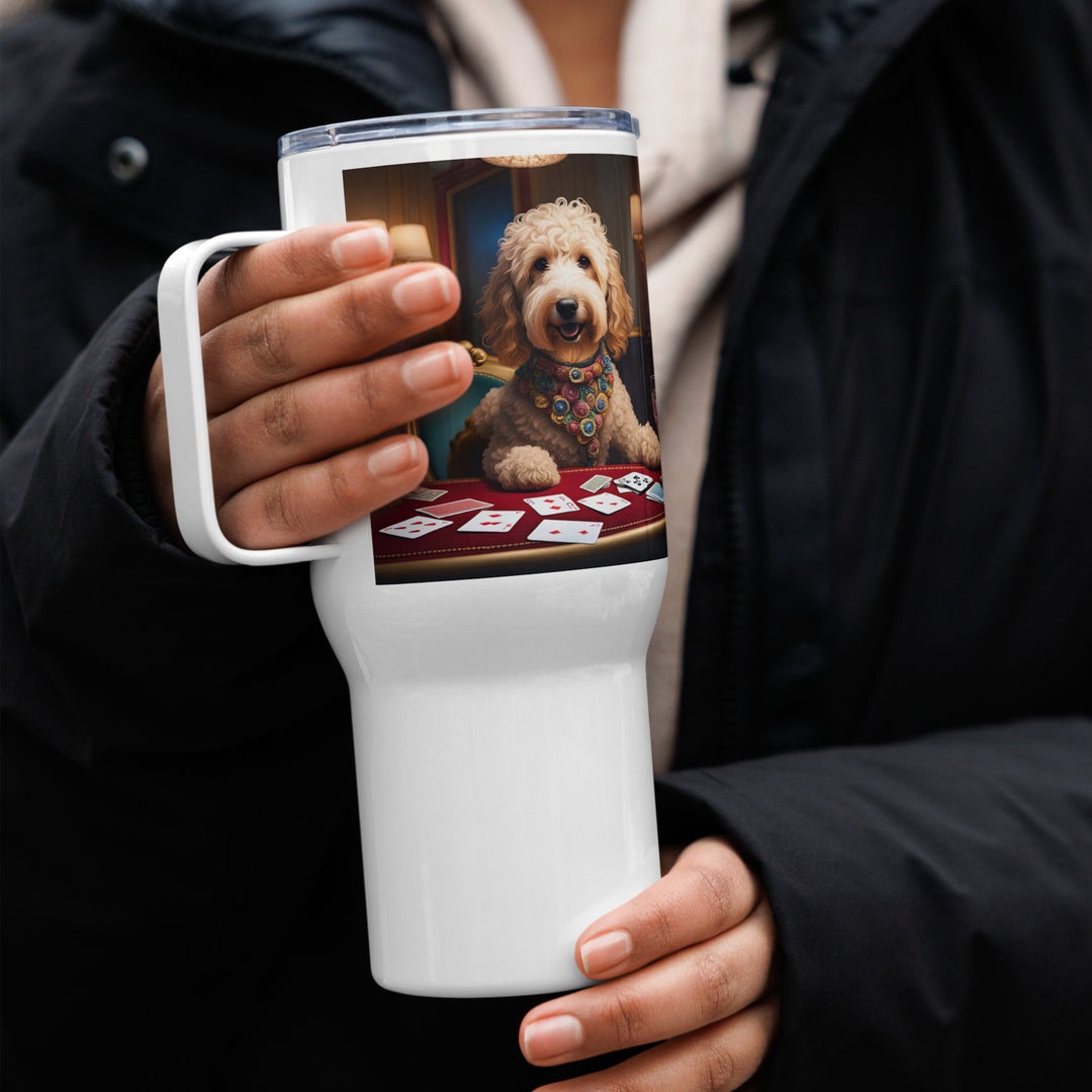 Goldendoodle- Travel mug with a handle v21
