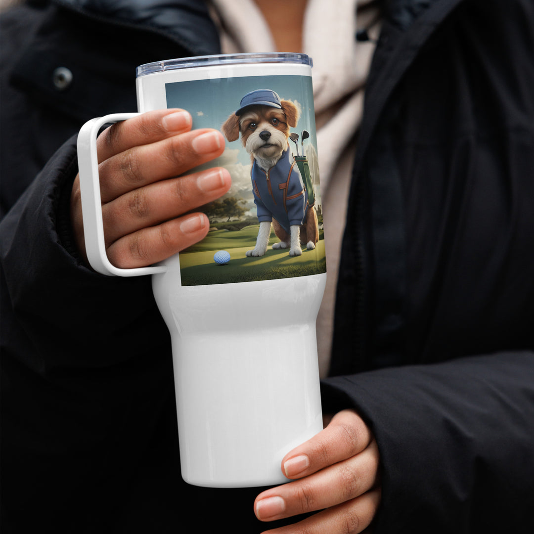 Pekapoo Golfer- Travel mug with a handle v10