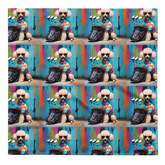 Poodle Golfer- All-Over Print Bandana v4