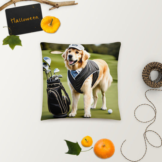 Golden Retriever Golfer- Basic Pillow v3