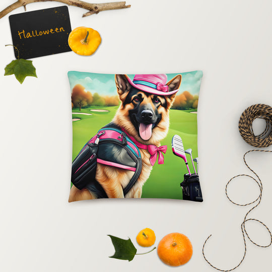 German Shepherd Golfer- Basic Pillow v2