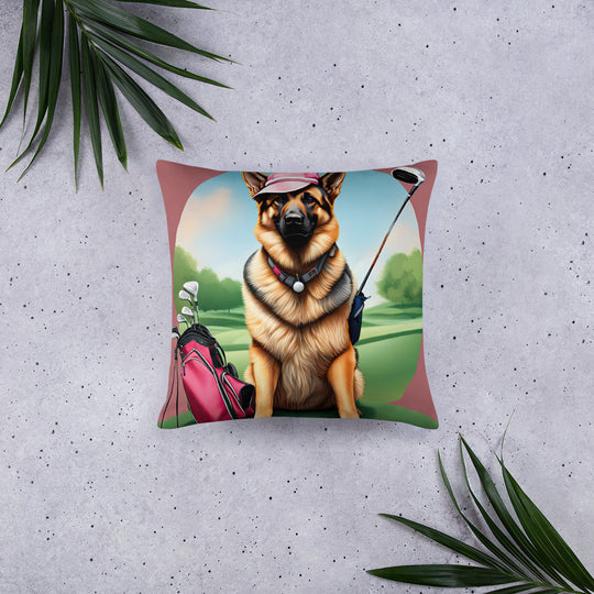 German Shepherd Golfer- Basic Pillow v3