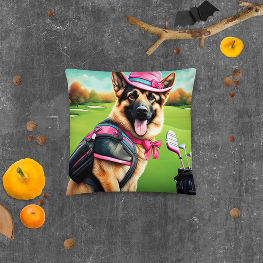 German Shepherd Golfer- Basic Pillow v2