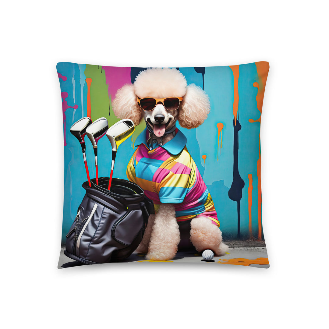 Poodle Golfer- Basic Pillow v4