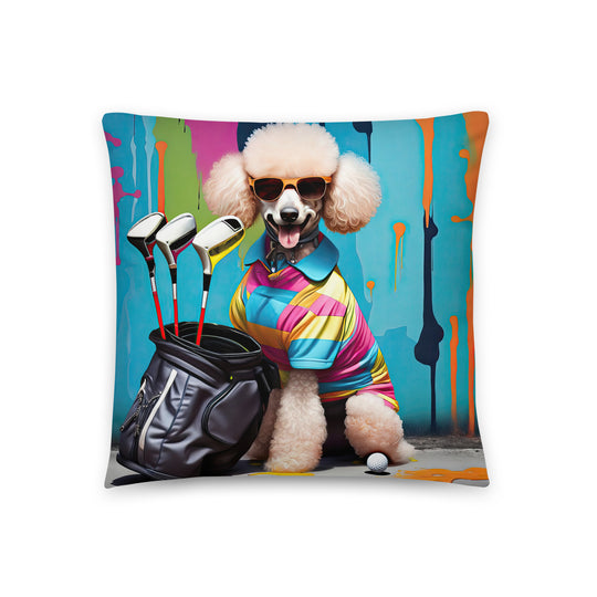Poodle Golfer- Basic Pillow v4