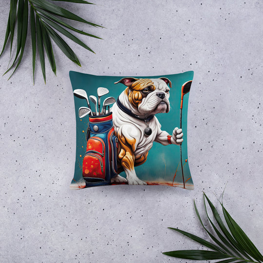 Bulldog Golfer- Basic Pillow