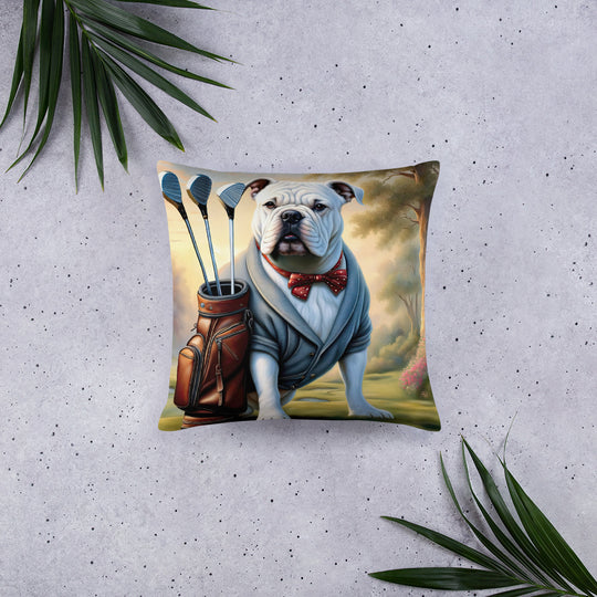 Bulldog Golfer- Basic Pillow v4