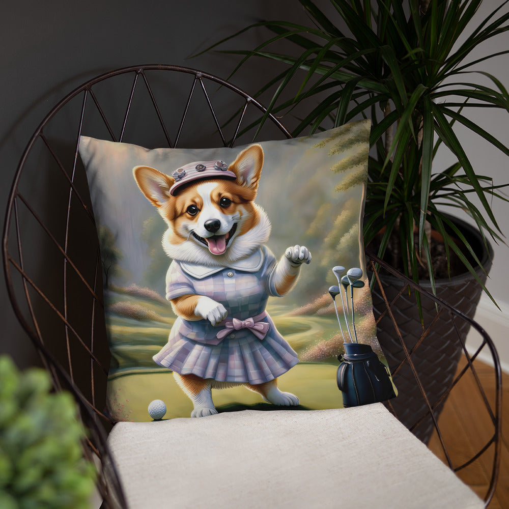 Pembroke Welsh Corgi Golfer- Basic Pillow v2