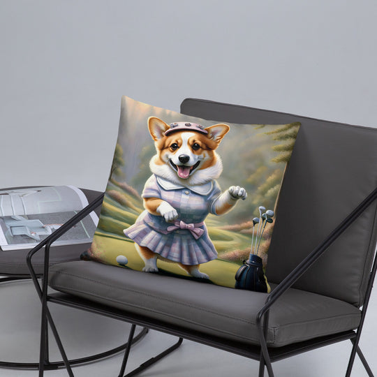 Pembroke Welsh Corgi Golfer- Basic Pillow v2