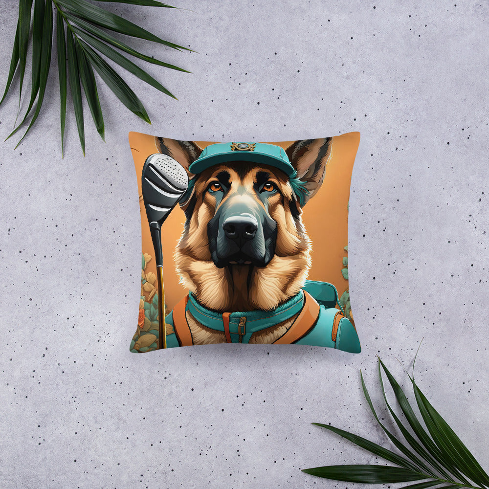 German Shepherd Golfer- Basic Pillow