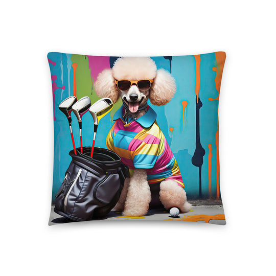 Poodle Golfer- Basic Pillow v4