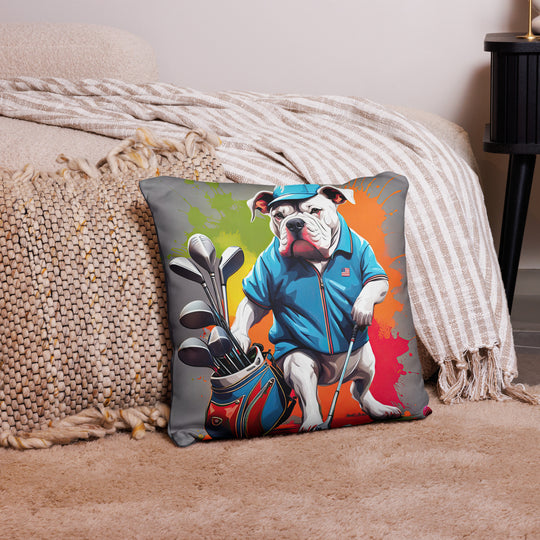 Bulldog Golfer- Basic Pillow v3