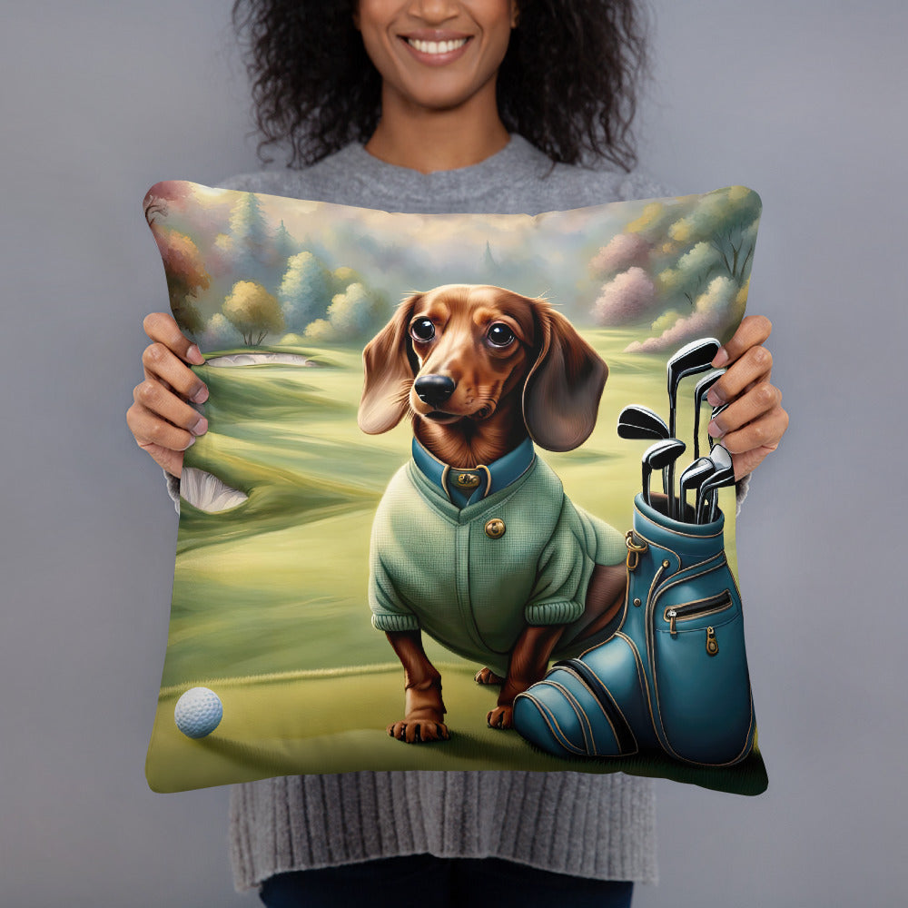 Dachshund Golfer- Basic Pillow