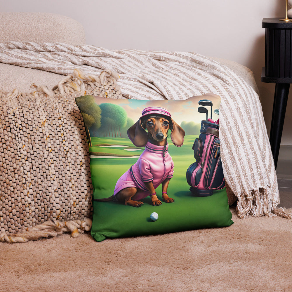 Dachshund Golfer- Basic Pillow v2