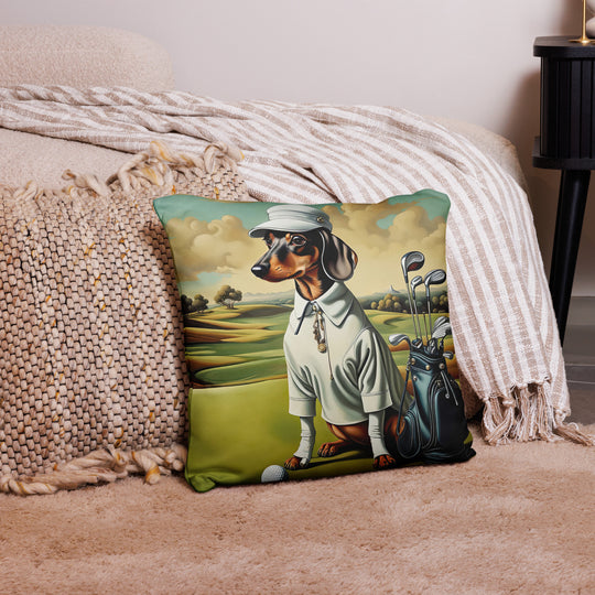 Dachshund Golfer- Basic Pillow v3