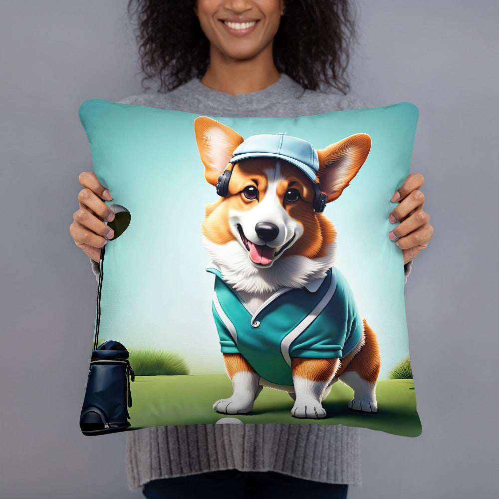 Pembroke Welsh Corgi Golfer- Basic Pillow