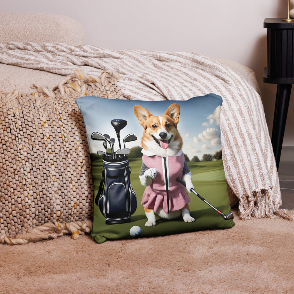 Pembroke Welsh Corgi Golfer- Basic Pillow v5