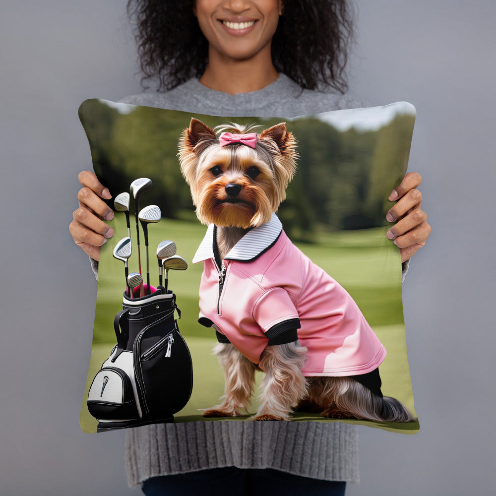 Yorkshire Terrier Golfer- Basic Pillow v2