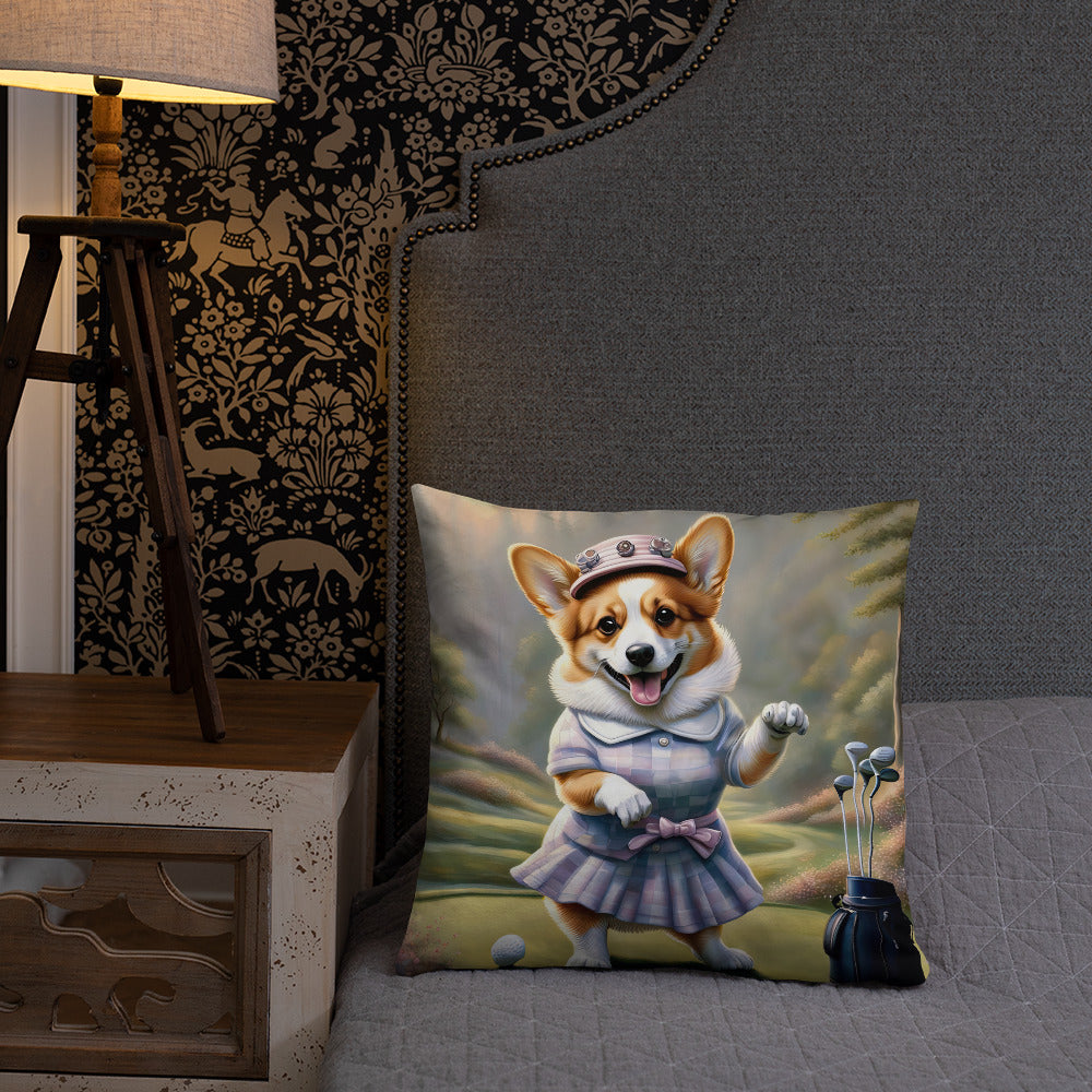 Pembroke Welsh Corgi Golfer- Basic Pillow v2