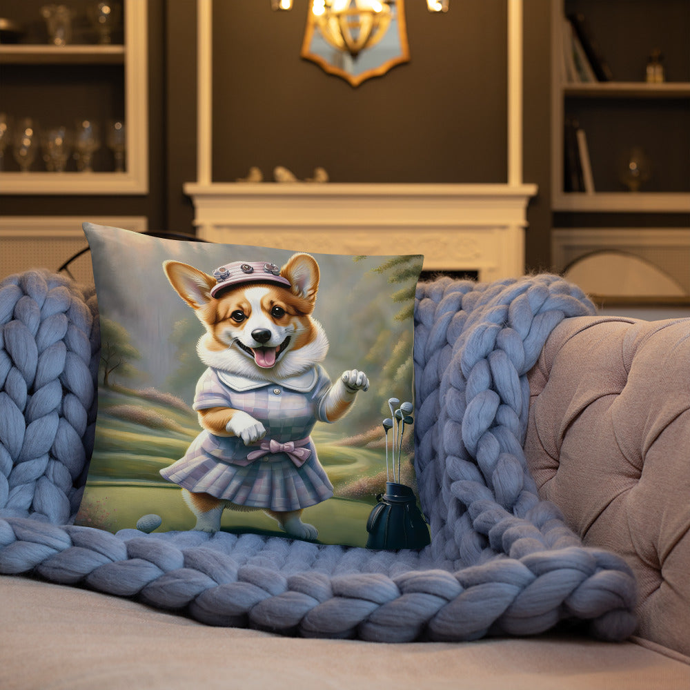 Pembroke Welsh Corgi Golfer- Basic Pillow v2