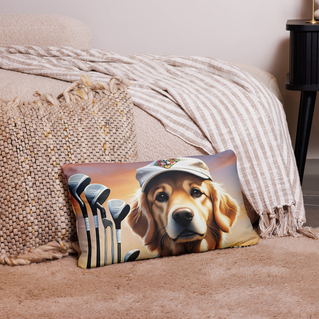 Golden Retriever Golfer- Basic Pillow v4