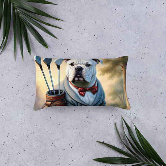 Bulldog Golfer- Basic Pillow v4