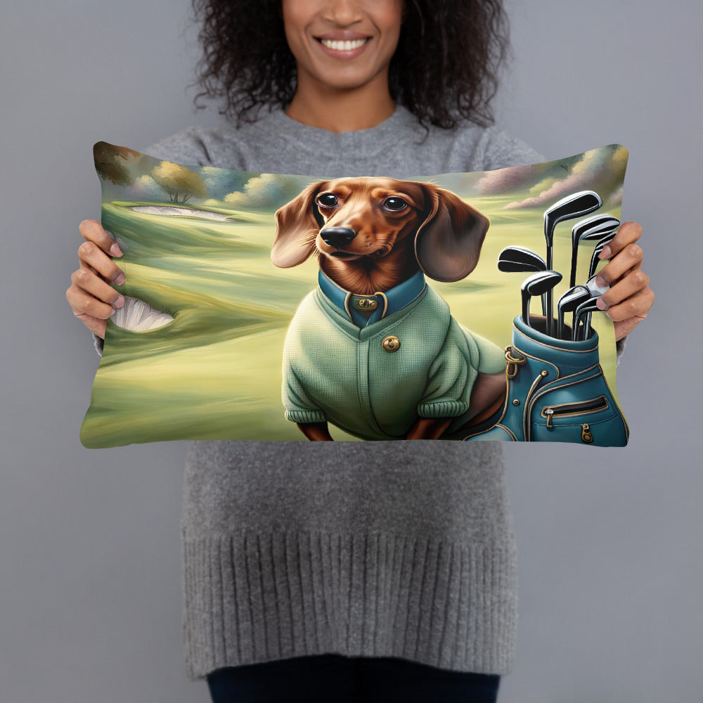 Dachshund Golfer- Basic Pillow