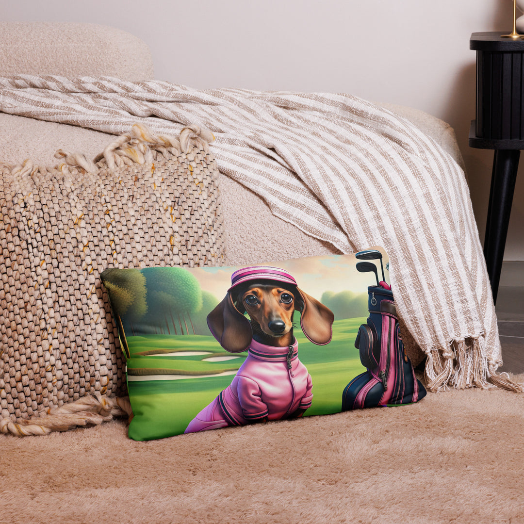 Dachshund Golfer- Basic Pillow v2