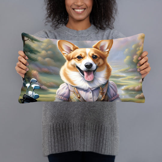 Pembroke Welsh Corgi Golfer- Basic Pillow v3