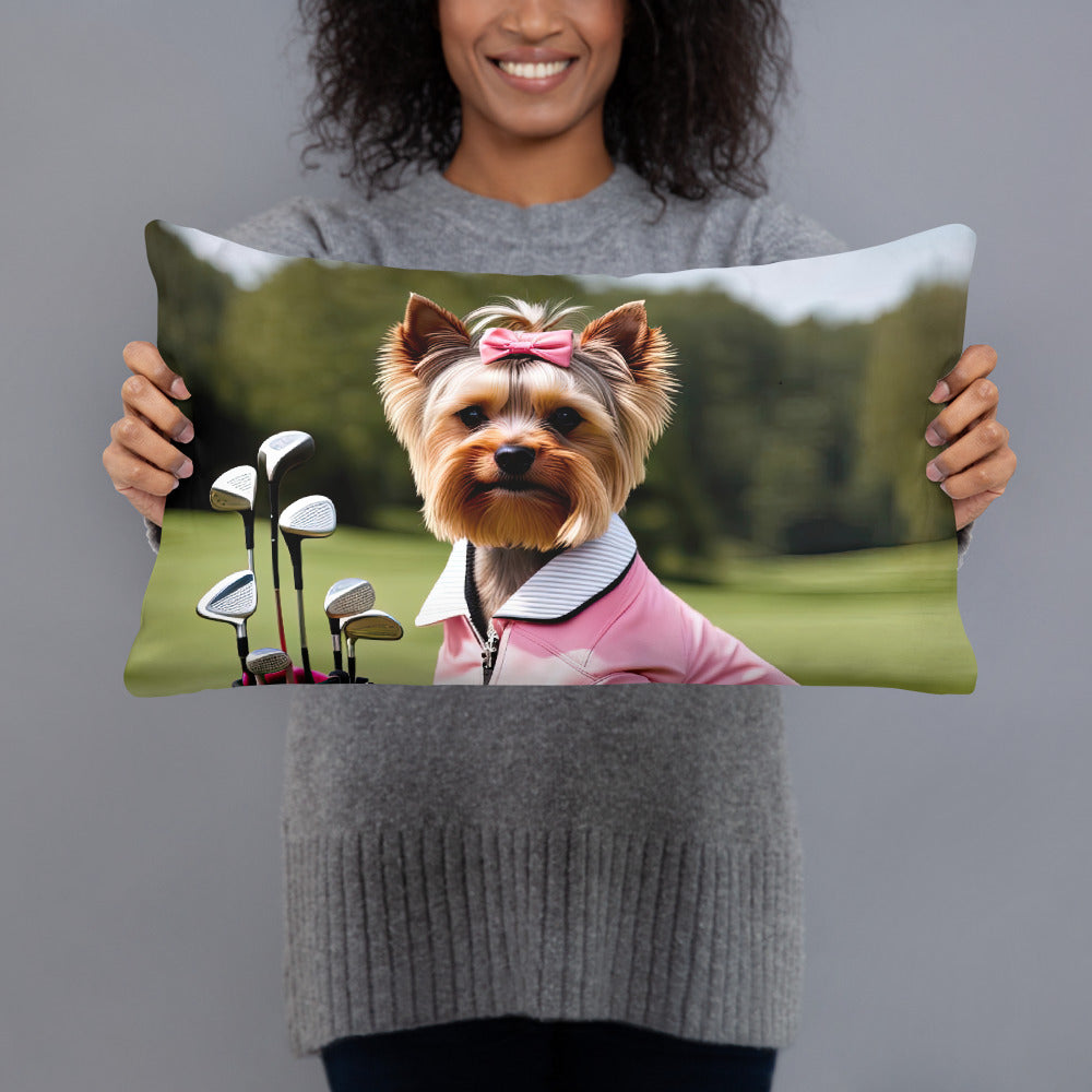 Yorkshire Terrier Golfer- Basic Pillow v2