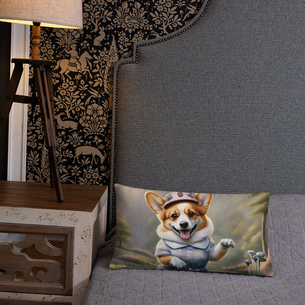 Pembroke Welsh Corgi Golfer- Basic Pillow v2